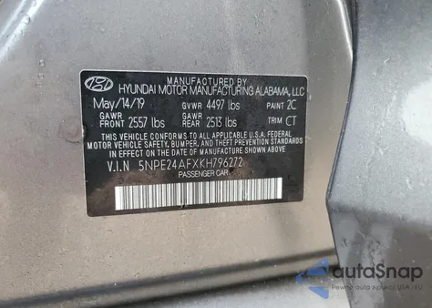 2019 Hyundai Sonata Se from USA, damaged, VIN 5NPE24AFXKH796272